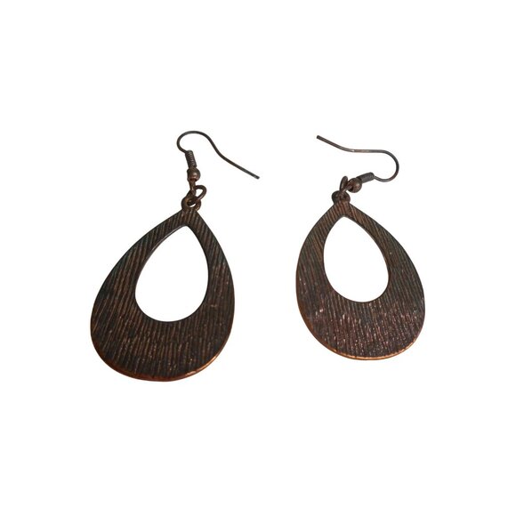 Costume dangle Earrings Copper teardrop shape - Picture 1 of 2